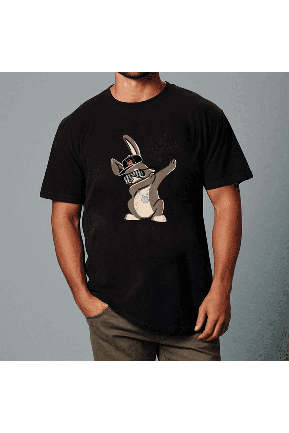 Dabbing Bunny Rabbit Dance Dab Easter Spring Holiday Fun Unisex T-Shirt, up to Size 5XL