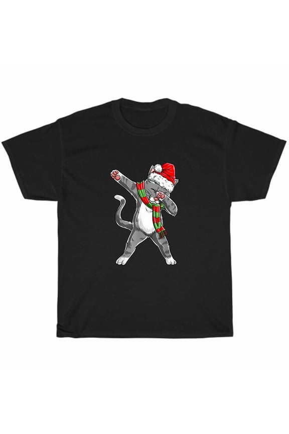Dabbing Cat Festive Kitten Dab Dance Holiday Winter Cheer Unique Unisex T-Shirt, up to Size 5XL