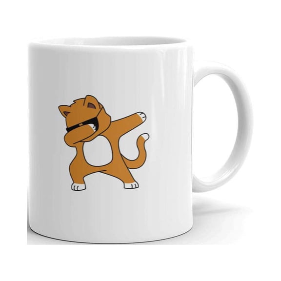 Dabbing Cat Meme Dance Rescue Funny Coffee Tea Ceramic Mug Office Work Cup Gift 11 oz