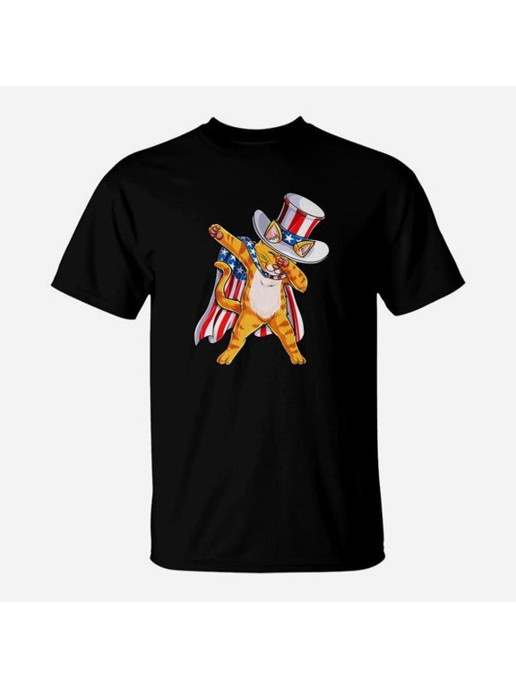 Dabbing Cat Uncle Sam 4th Of July Boys Meowica TShirt