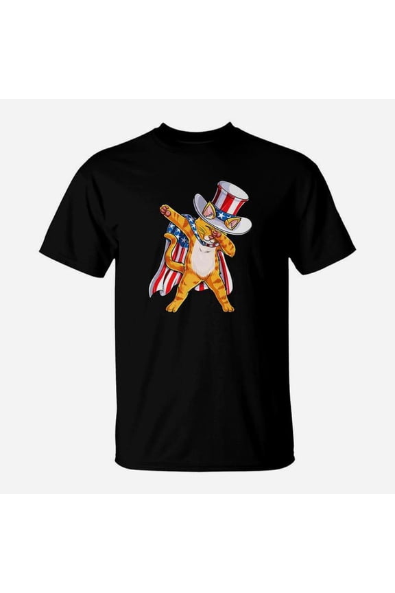 Dabbing Cat Uncle Sam 4th Of July Boys Meowica TShirt