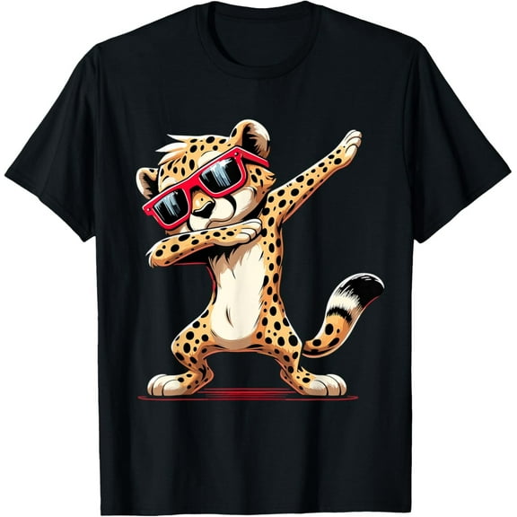 Dabbing Cheetah T-Shirt Funny Cheetah in Sunglasses Animal Lover Tee