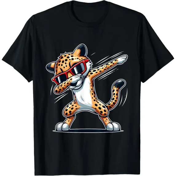 Dabbing Cheetah Wearing Glasses Cute Funny Cheetah Animal T-Shirt