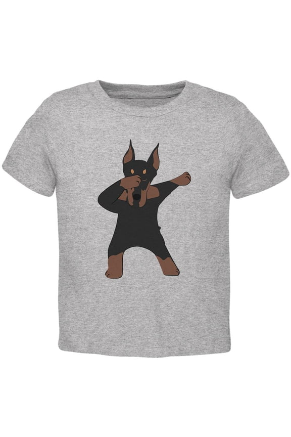 Dabbing Doberman Toddler T Shirt Heather 3T