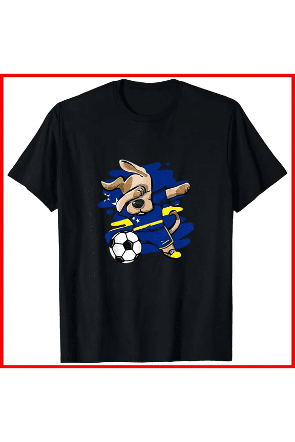 Dabbing Dog Curacao Soccer Fans Jersey Curacao Flag Football Unisex T-Shirt, up to size 5XL