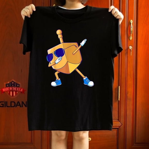 Dabbing Dreidel Funny Hanukkah Dancing Chanukah Kids Gift Graphic Tee,for unisex up to 5XL