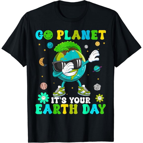 Dabbing Earth Day 2024 Groovy Go Planet It'S Your Earth Day T-Shirt Vintage Tee - Best Birthday Tee Gifts