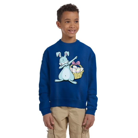 Dabbing Easter Bunny Easter Sweatshirt for Kids Sweater - Youth S M L XL - Christian Holiday Easter Tee for Boys for Girls