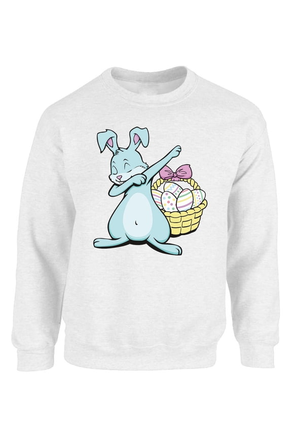 Dabbing Easter Bunny Graphic Sweatshirt - Happy Easter Day Unisex Crewneck - Easter Party Sweater Gifts for Men and Women