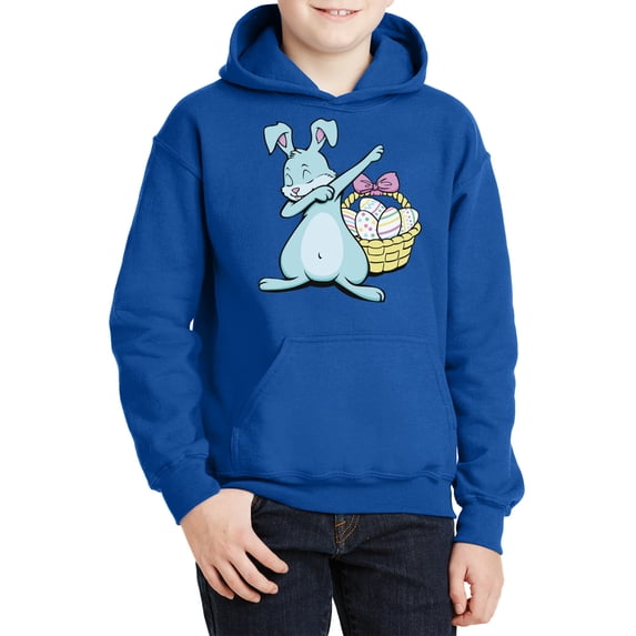 Dabbing Easter Bunny Hooded Sweatshirt for Kids - Youth S M L XL - Christian Holiday Easter Hoodie for Boys for Girls