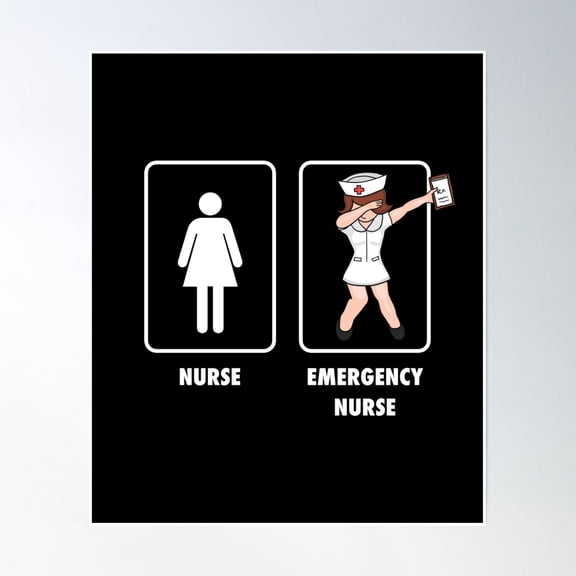 Dabbing Emergency Nurse Er Nurse Medical Profession Health Care Professional Medicine Career Poster Wall Art, Modern Wall Decor, 8x12 UNFRAMED