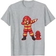 thumbnail image 1 of Dabbing Firefighter Funny Dab Gift Softstyle Unisex T-Shirt,Sport Grey Color,Size 5XL, 1 of 5