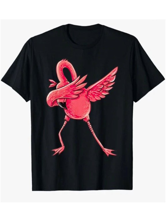 Dabbing Flamingo T-Shirt Funny Pink Bird Dab Dance Gift Men Women Boys Girls Tee