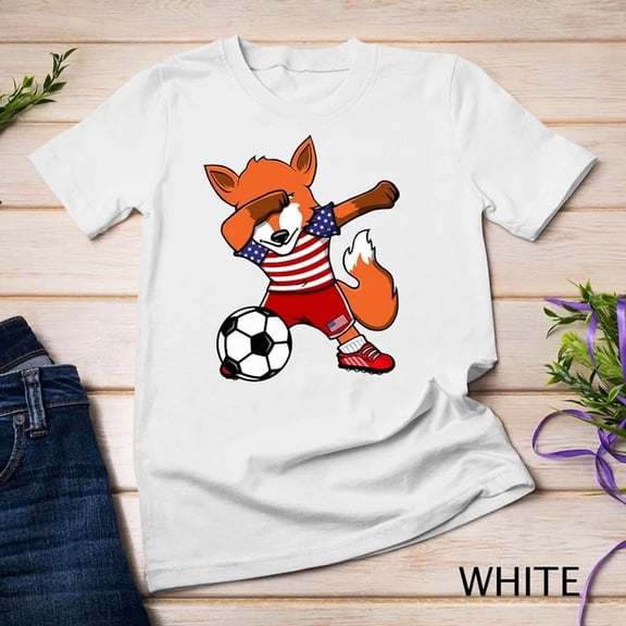 Dabbing Fox America Soccer Fans Us Flag Football Lovers Unisex T-Shirt Birthday Gifts; For Men & Women