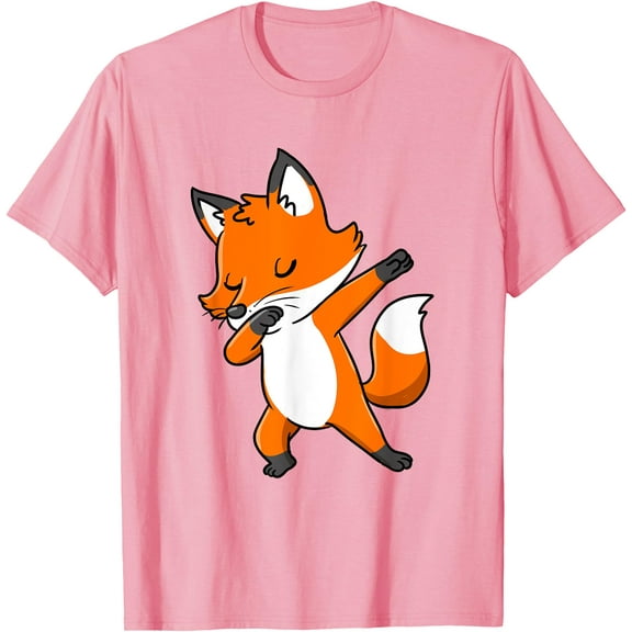 Dabbing Fox Cute and Slay Simple Unisex T-Shirt for Men Women Kids
