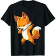 thumbnail image 1 of Dabbing Fox Funny Animal Lover Dab Dance Unisex T-Shirt for Men Women Kids,Black Color,Size YL, 1 of 5