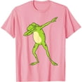 thumbnail image 1 of Dabbing Frog Funny Animal Dance Gift Unisex T-Shirt for Men Women Kids,Light Pink Color,Size M, 1 of 5