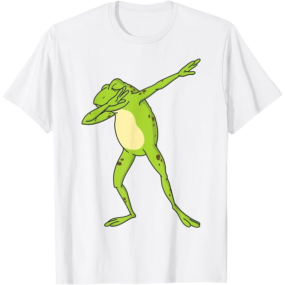 Dabbing Frog Funny Animal Dance Gift Unisex T-Shirt for Men Women Kids,White Color,Size 3T