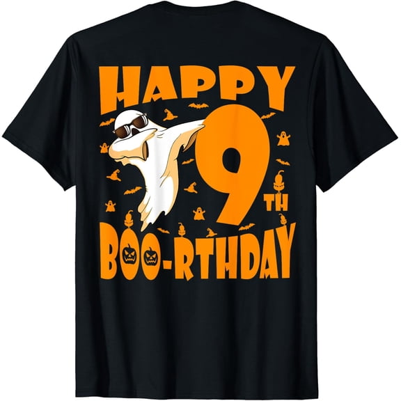 Dabbing Ghost Happy Birthday 9Th Happy Boo-Rthday Pumpkin T-Shirt