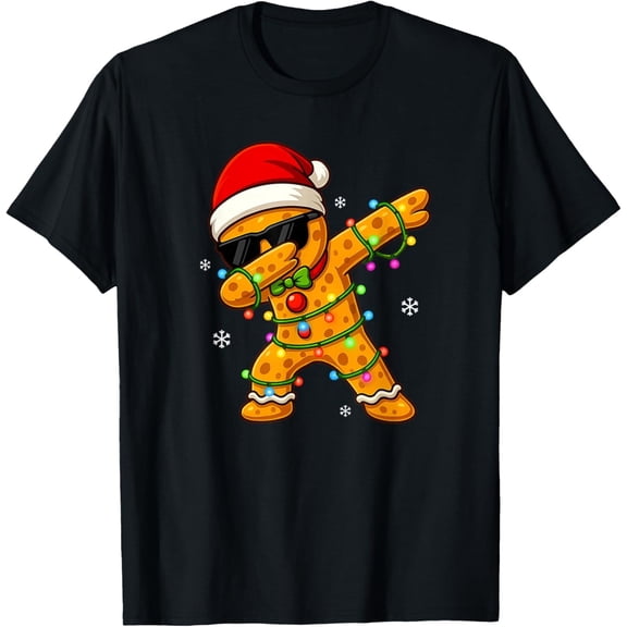 Dabbing Gingerbread Christmas Boys Girls Funny Xmas Dab Adult T-Shirt