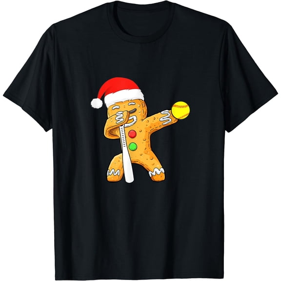 Dabbing Gingerbread S@Nt_A Softball Krismast T-Shirt