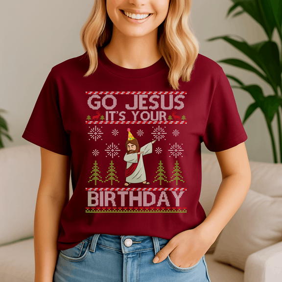 Dabbing Go Jesus Its Your Birthday Merry Christmas Day, Retro Christmas Shirt, Xmas TShirt, Cute Santa Claus Holiday, Merry Christmas Gift