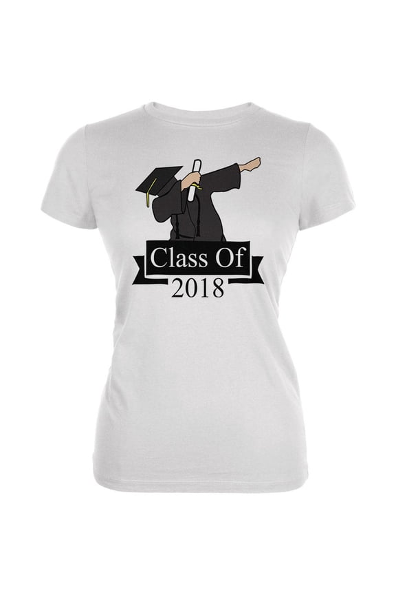 Dabbing Graduate Class Of 2018 Juniors Soft T Shirt White 2XL