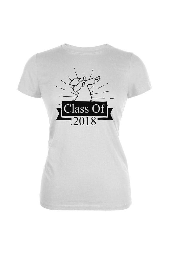 Dabbing Graduate Class Of 2018 Outline Juniors Soft T Shirt White LG