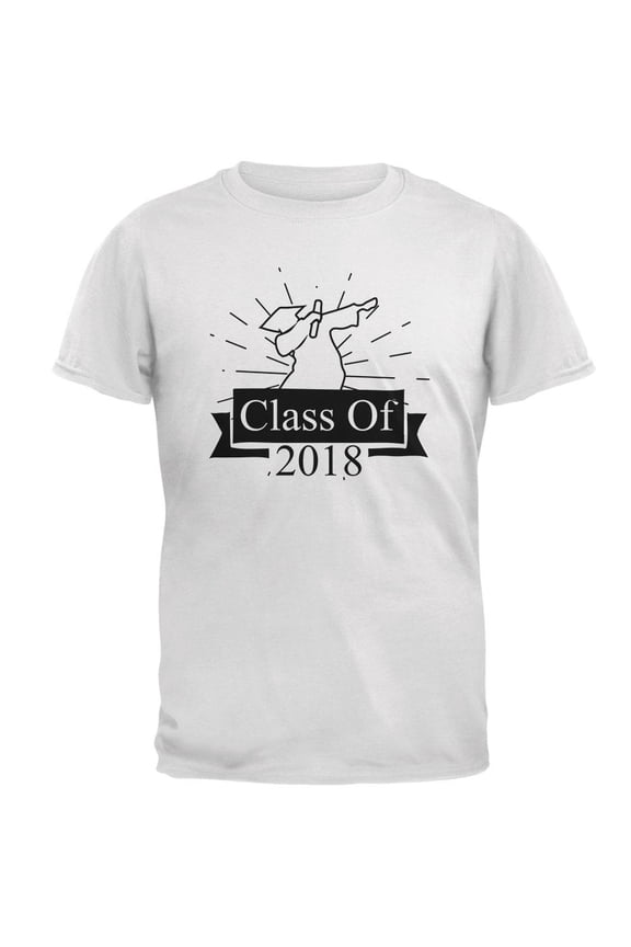 Dabbing Graduate Class Of 2018 Outline Mens Soft T Shirt White 2XL