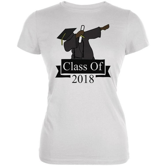 Dabbing Graduate Graduation Class Of 2018 Juniors Soft T Shirt White LG