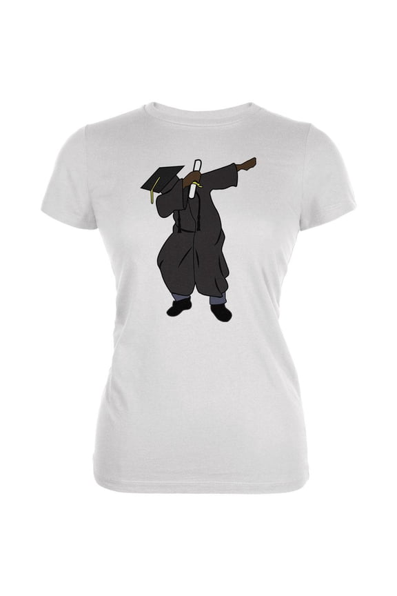 Dabbing Graduate Graduation Juniors Soft T Shirt White SM