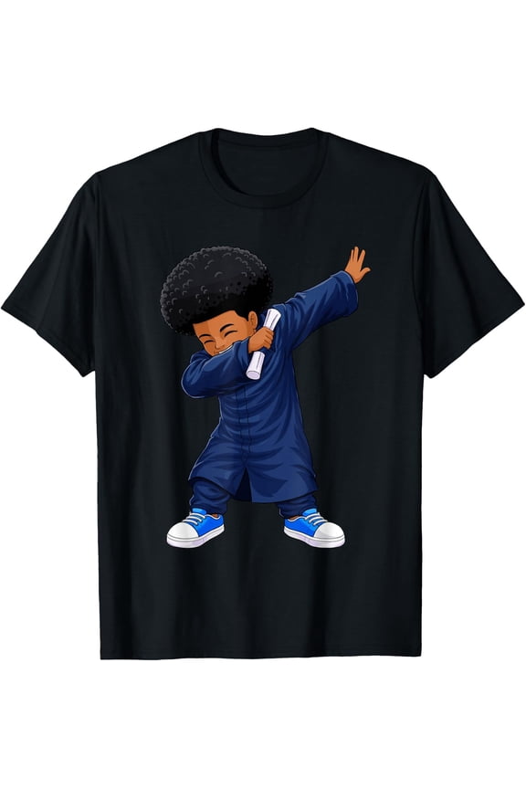 Dabbing Graduation Afro Graduate Dab Pose for T-Shirt