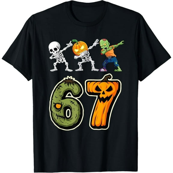 Dabbing Halloween Boys Six Seven 67 Meme Funny Costume T-Shirt