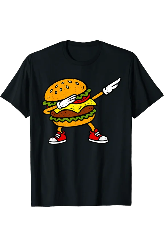 Dabbing Hamburger Fast Food Lover Cheeseburger Dab Dance T-Shirt, Unisex T-Shirt
