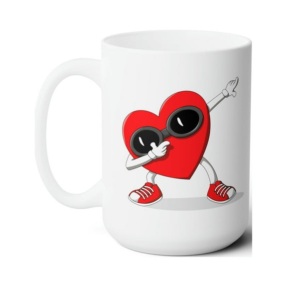 Dabbing Heart Ceramic Mug 15oz Made By JC Designs