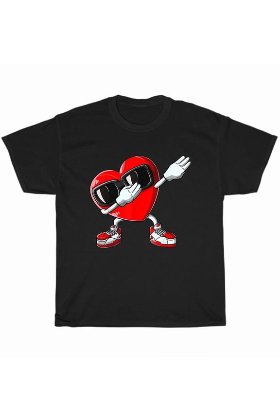 Dabbing Heart Love Dab Dance Valentine Cute Romantic Humor Unisex T-Shirt, up to size 5XL