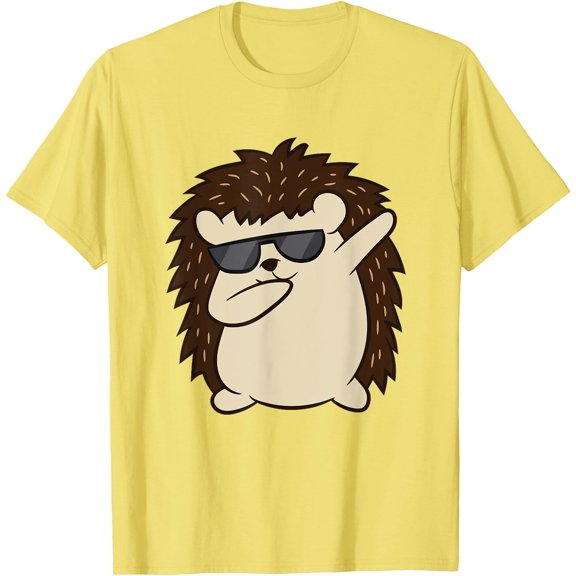 Dabbing Hedgehog Funny Cool Glasses Unisex T-Shirt for Men Women Kids Toddler,Cornsilk Color,Size 4XL