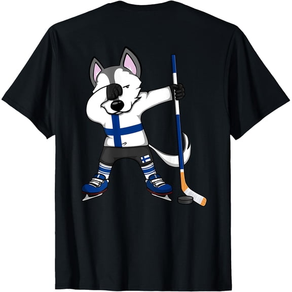 Dabbing Husky Finland Ice Hockey Lovers Jersey Winter Sports T-Shirt