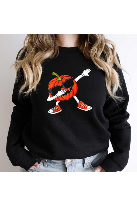 Dabbing Jack O' Lantern Funny Halloween Dab Dance Graphic Tee SW17732 Unisex Sweatshirt, Up to Size 5XL