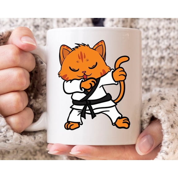 Dabbing Karate C1At Mug, Cute Martial Ar Coffee Cup For Karate Instructor TeaC1her, Funny C1At Lover GifT1 Idea For Karate C1OACH