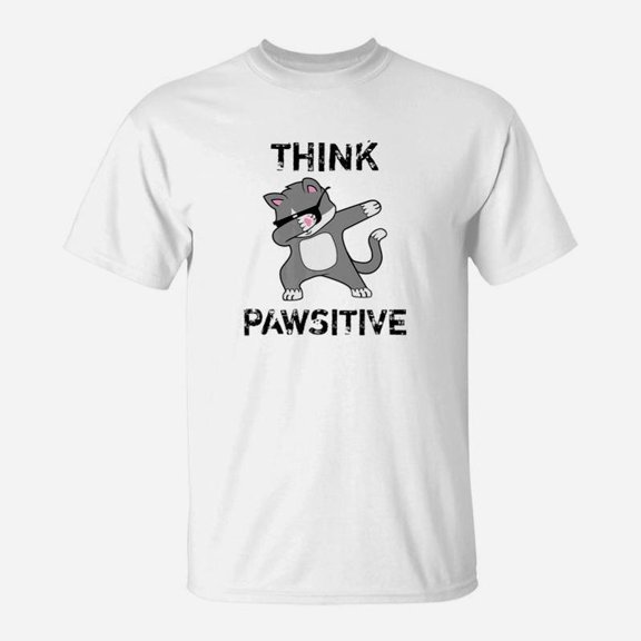 Dabbing Kitty Cat Think Pawsitive Inspiration Premium TShirt