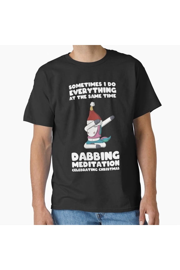 Dabbing Meditation Unicorn Holiday Christmas Humor Unisex T-Shirt, up to size 5XL