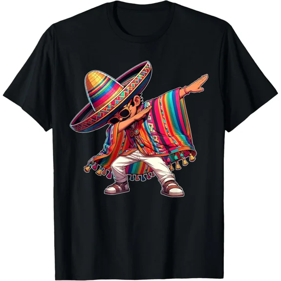 Dabbing Mexican Poncho Cinco De Mayo Sombrero ous Unisex T-Shirt, S-5XL