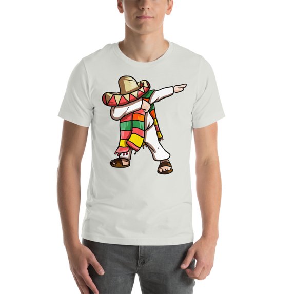 Dabbing Mexican Poncho Cinco de Mayo Boys Men Sombrero Dab Premium T-Shirt (Silver, XL)