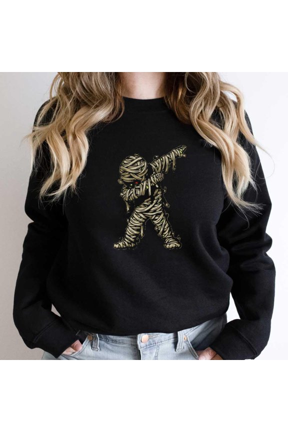 Dabbing Mummy Shirt, Funny Halloween Monsters Kids Boys Girls - Relaxed Look SW21295 Unisex Sweatshirt, Up to Size 5XL