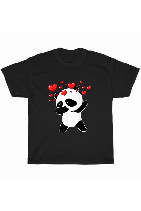 Dabbing Panda Heart Dab Dance Animal Bear Lover Funny Unisex T-Shirt, up to Size 5XL