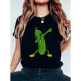 thumbnail image 1 of Dabbing Pickle Dancing Cucumber Lover Funny Gifts T-Shirt Print Cotton T-Shirt For Summer, Women's Soft Short Sleeve Top, Stylish Comfy Tee For Women Graphic Tees, 1 of 6
