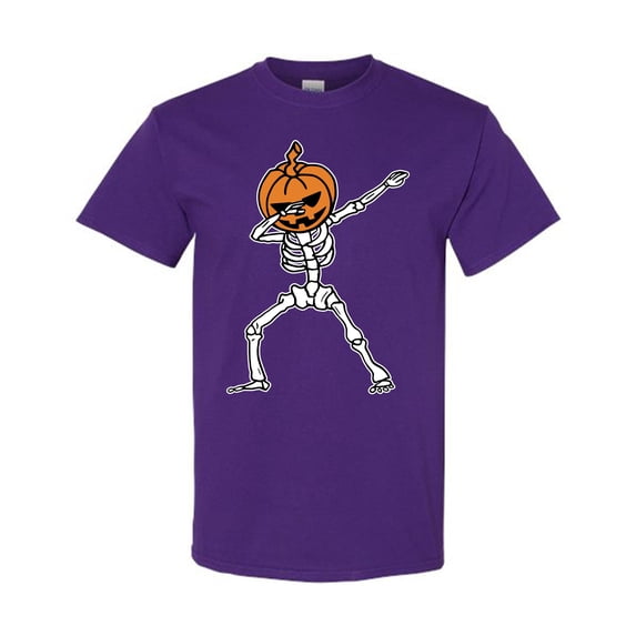 Dabbing Pumpkin Skeleton Halloween T-Shirt, Funny Dab Dance Skeleton Pumpkin Head Tee, Spooky Season Kids&Adult Shirt, Halloween Gift