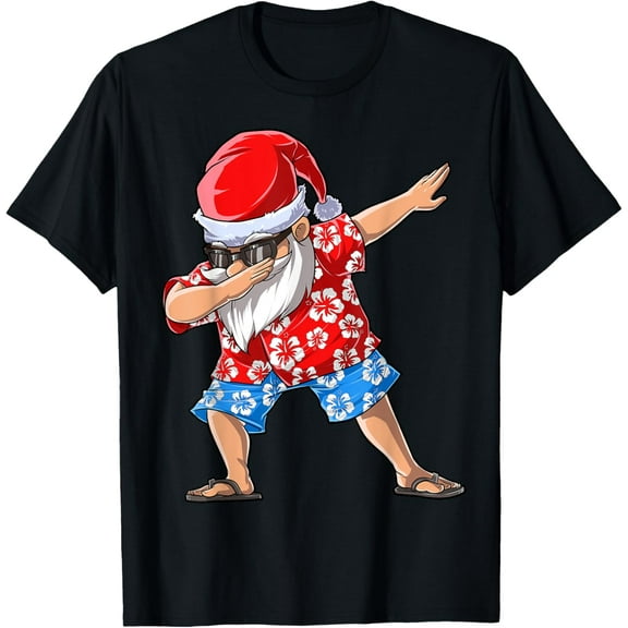 Dabbing Santa Christmas in July Boys Men Hawaiian Xmas Dab T-Shirt TShirt