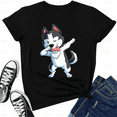 thumbnail image 1 of Dabbing Siberian Husky Dog Funny Dab Dance Kids Boys Style Unisex T-Shirt V51339, up to size 5XL, 1 of 2